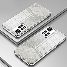 Custodia Silicone Trasparente Ultra Sottile Cover Morbida SY2 per Xiaomi Redmi Note 11 Pro 5G Argento
