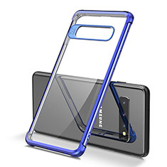 Custodia Silicone Trasparente Ultra Sottile Cover Morbida U01 per Samsung Galaxy S10 Blu