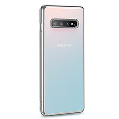 Custodia Silicone Trasparente Ultra Sottile Cover Morbida U03 per Samsung Galaxy S10 Argento