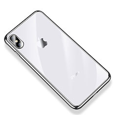 Custodia Silicone Trasparente Ultra Sottile Cover Morbida V03 per Apple iPhone Xs Argento