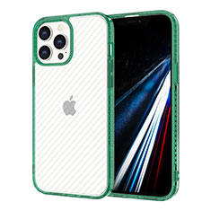 Custodia Silicone Trasparente Ultra Sottile Cover Morbida YJ1 per Apple iPhone 13 Pro Max Verde Notte