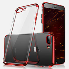 Custodia Silicone Trasparente Ultra Sottile Morbida A07 per Apple iPhone 7 Plus Rosso
