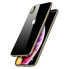 Custodia Silicone Trasparente Ultra Sottile Morbida C12 per Apple iPhone X Oro