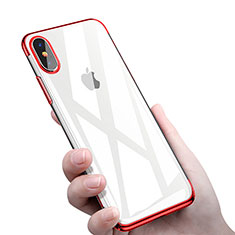 Custodia Silicone Trasparente Ultra Sottile Morbida C16 per Apple iPhone Xs Max Rosso