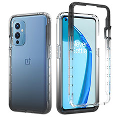 Custodia Silicone Trasparente Ultra Sottile Morbida Cover Fronte e Retro 360 Gradi Sfumato JX1 per OnePlus 9 5G Grigio Scuro