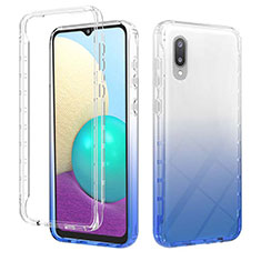 Custodia Silicone Trasparente Ultra Sottile Morbida Cover Fronte e Retro 360 Gradi Sfumato JX1 per Samsung Galaxy A02 Blu