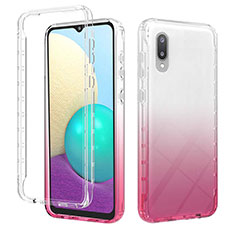 Custodia Silicone Trasparente Ultra Sottile Morbida Cover Fronte e Retro 360 Gradi Sfumato JX1 per Samsung Galaxy A02 Rosa