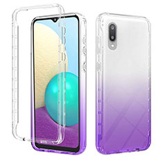 Custodia Silicone Trasparente Ultra Sottile Morbida Cover Fronte e Retro 360 Gradi Sfumato JX1 per Samsung Galaxy A02 Viola