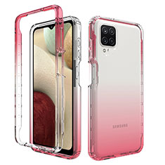 Custodia Silicone Trasparente Ultra Sottile Morbida Cover Fronte e Retro 360 Gradi Sfumato JX1 per Samsung Galaxy A12 Nacho Rosa Caldo