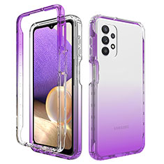 Custodia Silicone Trasparente Ultra Sottile Morbida Cover Fronte e Retro 360 Gradi Sfumato JX1 per Samsung Galaxy A32 4G Viola