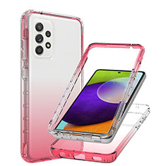 Custodia Silicone Trasparente Ultra Sottile Morbida Cover Fronte e Retro 360 Gradi Sfumato JX1 per Samsung Galaxy A52 4G Rosso