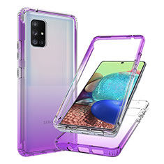 Custodia Silicone Trasparente Ultra Sottile Morbida Cover Fronte e Retro 360 Gradi Sfumato JX1 per Samsung Galaxy A71 4G A715 Viola