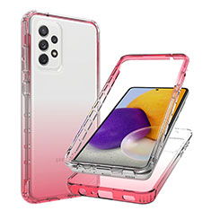 Custodia Silicone Trasparente Ultra Sottile Morbida Cover Fronte e Retro 360 Gradi Sfumato JX1 per Samsung Galaxy A72 4G Rosso