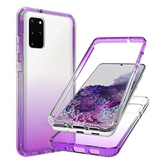 Custodia Silicone Trasparente Ultra Sottile Morbida Cover Fronte e Retro 360 Gradi Sfumato JX1 per Samsung Galaxy S20 Plus Viola