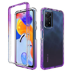 Custodia Silicone Trasparente Ultra Sottile Morbida Cover Fronte e Retro 360 Gradi Sfumato JX1 per Xiaomi Redmi Note 11 Pro 5G Viola