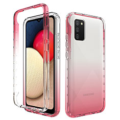 Custodia Silicone Trasparente Ultra Sottile Morbida Cover Fronte e Retro 360 Gradi Sfumato JX4 per Samsung Galaxy A03s Rosa Caldo