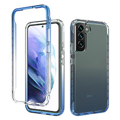 Custodia Silicone Trasparente Ultra Sottile Morbida Cover Fronte e Retro 360 Gradi Sfumato M01 per Samsung Galaxy S21 5G Blu