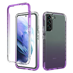 Custodia Silicone Trasparente Ultra Sottile Morbida Cover Fronte e Retro 360 Gradi Sfumato M01 per Samsung Galaxy S23 5G Viola