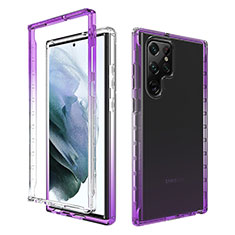 Custodia Silicone Trasparente Ultra Sottile Morbida Cover Fronte e Retro 360 Gradi Sfumato M01 per Samsung Galaxy S23 Ultra 5G Viola