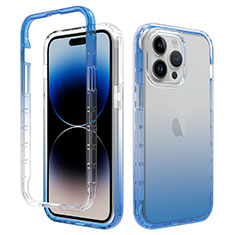 Custodia Silicone Trasparente Ultra Sottile Morbida Cover Fronte e Retro 360 Gradi Sfumato per Apple iPhone 16 Pro Max Blu