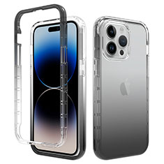 Custodia Silicone Trasparente Ultra Sottile Morbida Cover Fronte e Retro 360 Gradi Sfumato per Apple iPhone 16 Pro Max Grigio Scuro