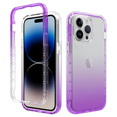 Custodia Silicone Trasparente Ultra Sottile Morbida Cover Fronte e Retro 360 Gradi Sfumato per Apple iPhone 16 Pro Max Viola