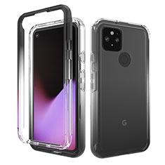 Custodia Silicone Trasparente Ultra Sottile Morbida Cover Fronte e Retro 360 Gradi Sfumato per Google Pixel 5 Grigio Scuro