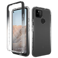 Custodia Silicone Trasparente Ultra Sottile Morbida Cover Fronte e Retro 360 Gradi Sfumato per Google Pixel 5a 5G Grigio Scuro