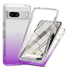 Custodia Silicone Trasparente Ultra Sottile Morbida Cover Fronte e Retro 360 Gradi Sfumato per Google Pixel 7a 5G Viola