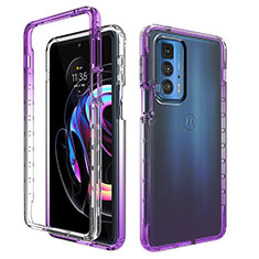 Custodia Silicone Trasparente Ultra Sottile Morbida Cover Fronte e Retro 360 Gradi Sfumato per Motorola Moto Edge S Pro 5G Viola