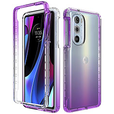 Custodia Silicone Trasparente Ultra Sottile Morbida Cover Fronte e Retro 360 Gradi Sfumato per Motorola Moto Edge X30 5G Viola