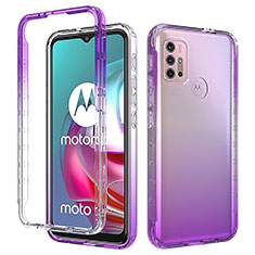 Custodia Silicone Trasparente Ultra Sottile Morbida Cover Fronte e Retro 360 Gradi Sfumato per Motorola Moto G10 Viola