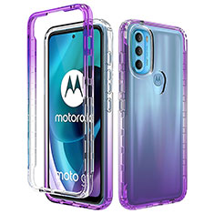 Custodia Silicone Trasparente Ultra Sottile Morbida Cover Fronte e Retro 360 Gradi Sfumato per Motorola Moto G71 5G Viola