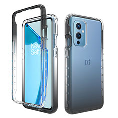 Custodia Silicone Trasparente Ultra Sottile Morbida Cover Fronte e Retro 360 Gradi Sfumato per OnePlus 9 5G Grigio Scuro