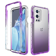 Custodia Silicone Trasparente Ultra Sottile Morbida Cover Fronte e Retro 360 Gradi Sfumato per OnePlus 9 Pro 5G Viola