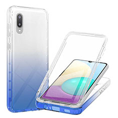 Custodia Silicone Trasparente Ultra Sottile Morbida Cover Fronte e Retro 360 Gradi Sfumato per Samsung Galaxy A02 Blu