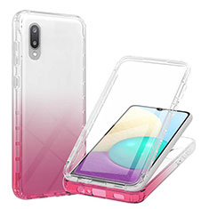 Custodia Silicone Trasparente Ultra Sottile Morbida Cover Fronte e Retro 360 Gradi Sfumato per Samsung Galaxy A02 Rosa
