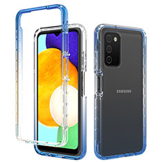 Custodia Silicone Trasparente Ultra Sottile Morbida Cover Fronte e Retro 360 Gradi Sfumato per Samsung Galaxy A02s Blu