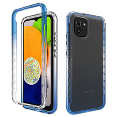 Custodia Silicone Trasparente Ultra Sottile Morbida Cover Fronte e Retro 360 Gradi Sfumato per Samsung Galaxy A03 Blu