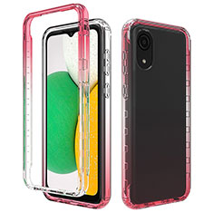 Custodia Silicone Trasparente Ultra Sottile Morbida Cover Fronte e Retro 360 Gradi Sfumato per Samsung Galaxy A03 Core Rosso