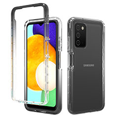 Custodia Silicone Trasparente Ultra Sottile Morbida Cover Fronte e Retro 360 Gradi Sfumato per Samsung Galaxy A03s Grigio Scuro