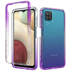Custodia Silicone Trasparente Ultra Sottile Morbida Cover Fronte e Retro 360 Gradi Sfumato per Samsung Galaxy A12 Viola