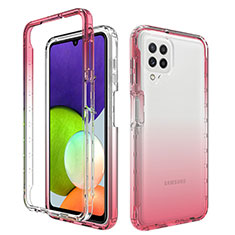 Custodia Silicone Trasparente Ultra Sottile Morbida Cover Fronte e Retro 360 Gradi Sfumato per Samsung Galaxy A22 4G Rosso