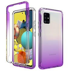 Custodia Silicone Trasparente Ultra Sottile Morbida Cover Fronte e Retro 360 Gradi Sfumato per Samsung Galaxy A51 5G Viola