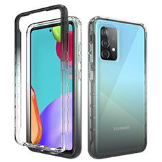 Custodia Silicone Trasparente Ultra Sottile Morbida Cover Fronte e Retro 360 Gradi Sfumato per Samsung Galaxy A52 4G Grigio Scuro