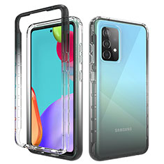 Custodia Silicone Trasparente Ultra Sottile Morbida Cover Fronte e Retro 360 Gradi Sfumato per Samsung Galaxy A52 5G Grigio Scuro