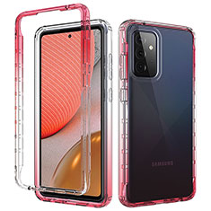 Custodia Silicone Trasparente Ultra Sottile Morbida Cover Fronte e Retro 360 Gradi Sfumato per Samsung Galaxy A72 4G Rosso