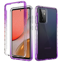 Custodia Silicone Trasparente Ultra Sottile Morbida Cover Fronte e Retro 360 Gradi Sfumato per Samsung Galaxy A72 4G Viola