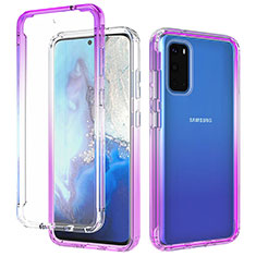 Custodia Silicone Trasparente Ultra Sottile Morbida Cover Fronte e Retro 360 Gradi Sfumato per Samsung Galaxy S20 5G Viola