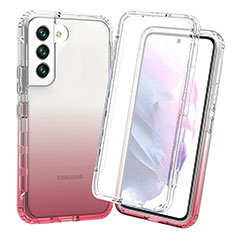 Custodia Silicone Trasparente Ultra Sottile Morbida Cover Fronte e Retro 360 Gradi Sfumato per Samsung Galaxy S21 FE 5G Rosso
